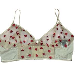 INC International Concepts Sheer Bralette with Red Heart Embroidery, XXL